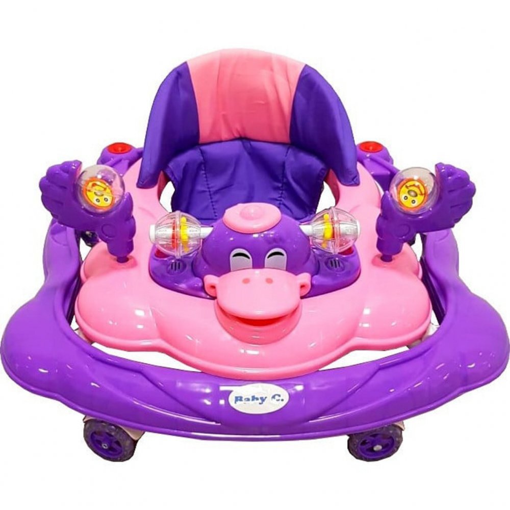 Novokids Premergator reglabil in 2 trepte Baby C Mov Ratusca cu melodii roti silentioase din silicon pliabil