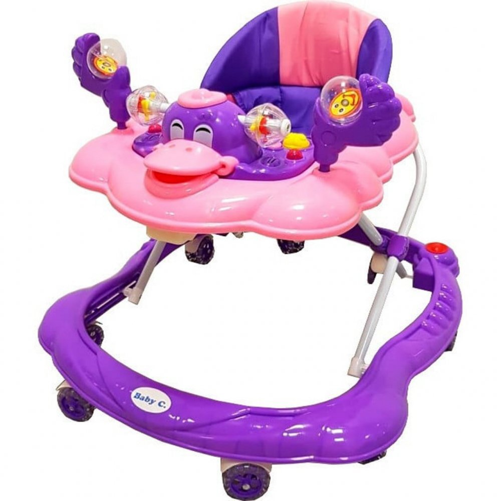 Novokids Premergator reglabil in 2 trepte Baby C Mov Ratusca cu melodii roti silentioase din silicon pliabil