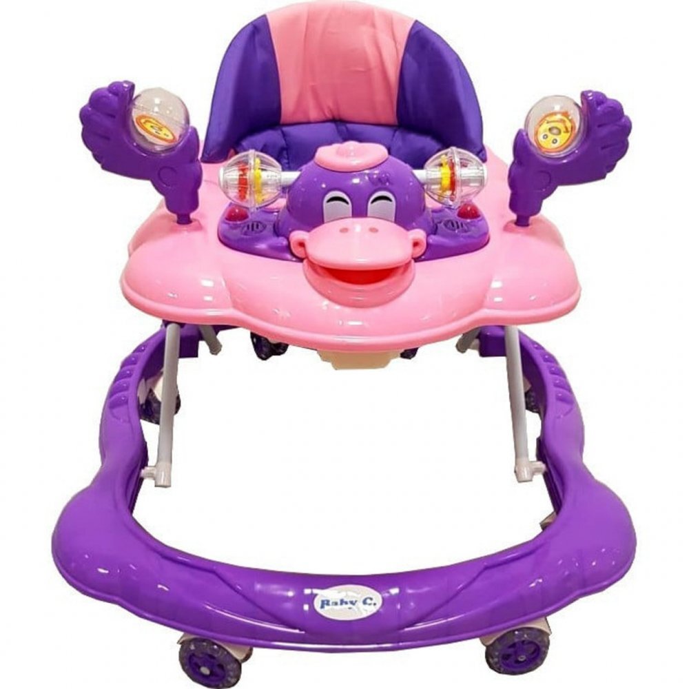 Novokids Premergator reglabil in 2 trepte Baby C Mov Ratusca cu melodii roti silentioase din silicon pliabil