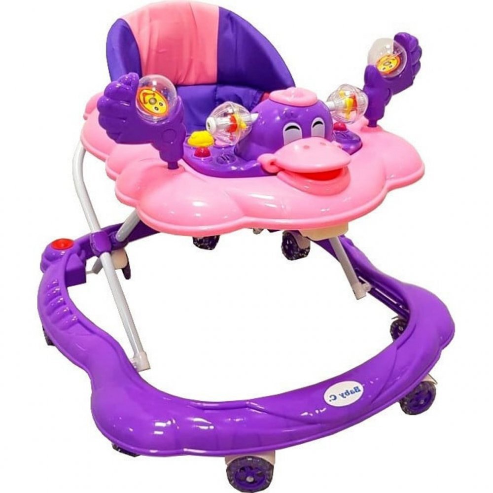 Novokids Premergator reglabil in 2 trepte Baby C Mov Ratusca cu melodii roti silentioase din silicon pliabil