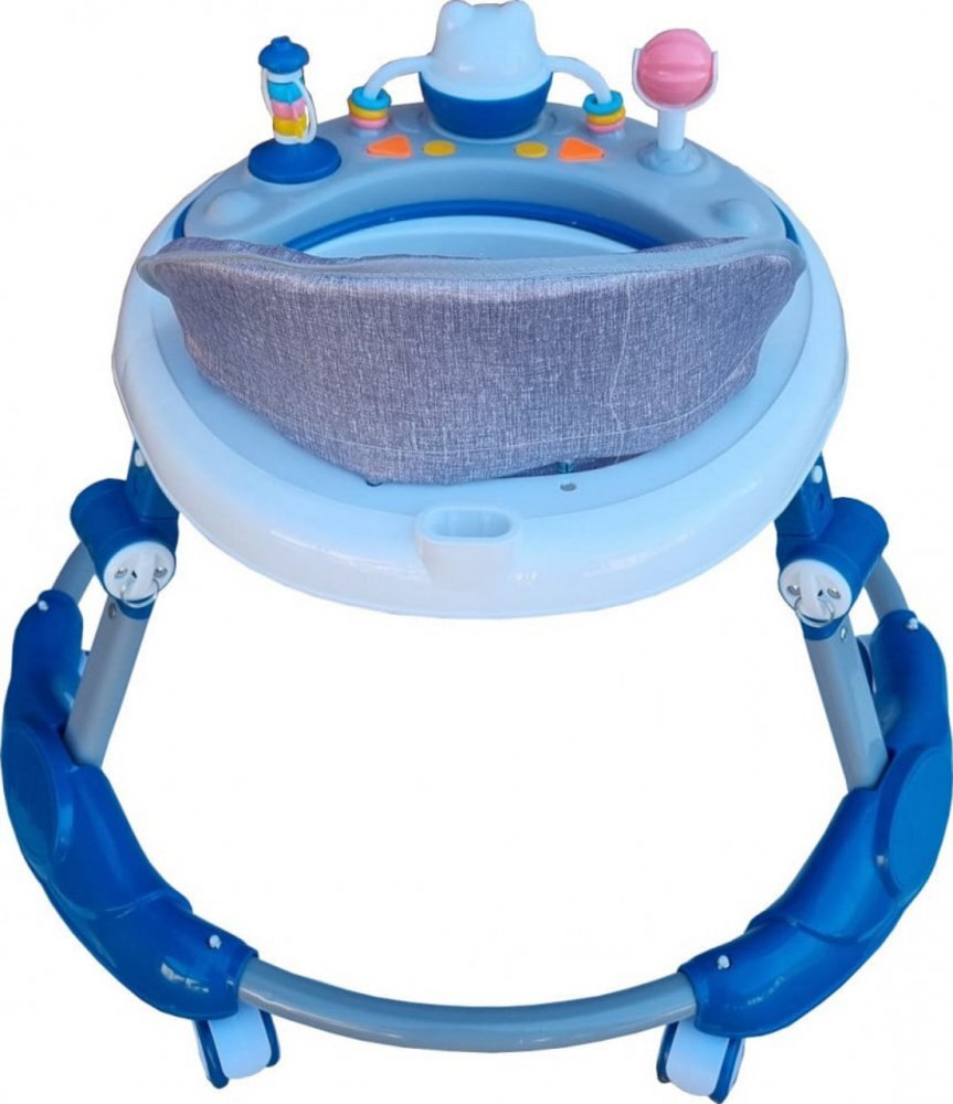 Novokids Premergator reglabil in 6 trepte de inaltime Little Kitty Albastru cu melodii pliabil greutate admisa 20 kg roti silentioase