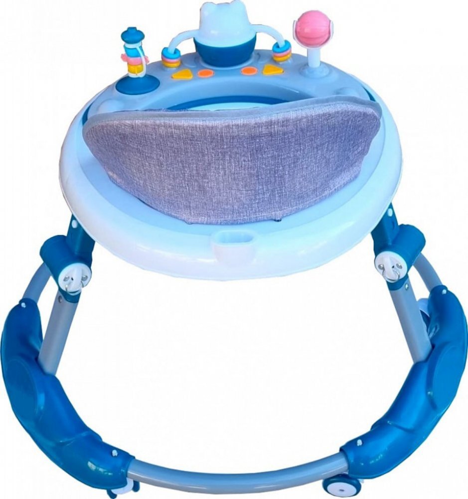 Novokids Premergator reglabil in 6 trepte de inaltime Little Kitty Verde Turquoise cu melodii pliabil greutate admisa 20 kg roti silentioase