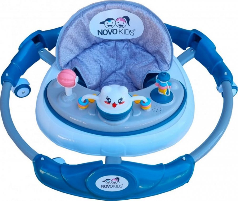Novokids Premergator reglabil in 6 trepte de inaltime Little Kitty Verde Turquoise cu melodii pliabil greutate admisa 20 kg roti silentioase
