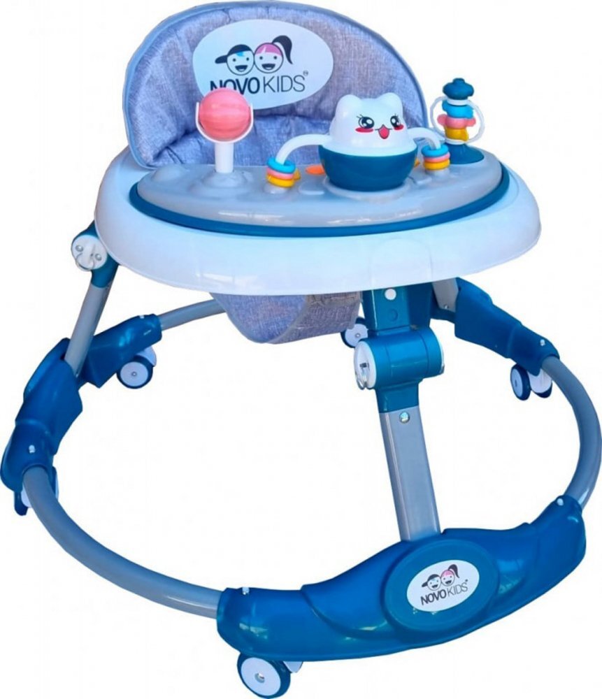 Novokids Premergator reglabil in 6 trepte de inaltime Little Kitty Verde Turquoise cu melodii pliabil greutate admisa 20 kg roti silentioase