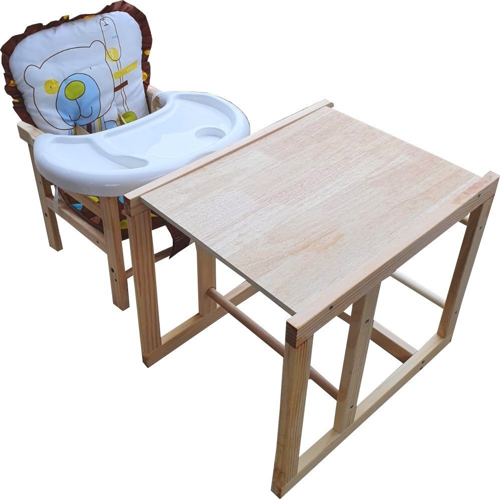 Novokids Scaun de masa pentru copii si bebe Wooden Table Chair MaroAlb transformabil in masuta din lemn masiv centura de siguranta sezut detasabil masuta detasabila