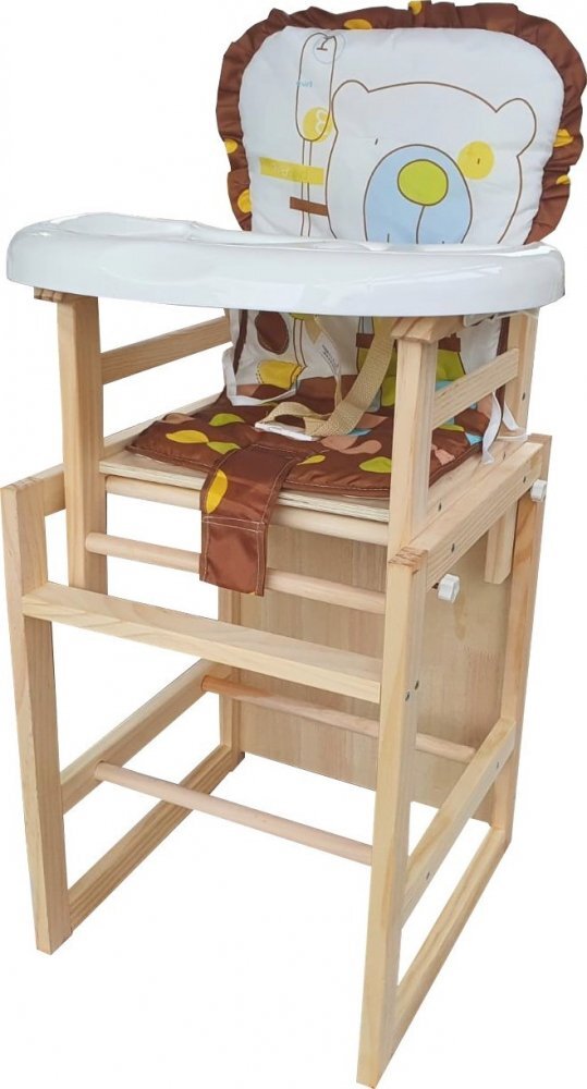 Novokids Scaun de masa pentru copii si bebe Wooden Table Chair MaroAlb transformabil in masuta din lemn masiv centura de siguranta sezut detasabil masuta detasabila