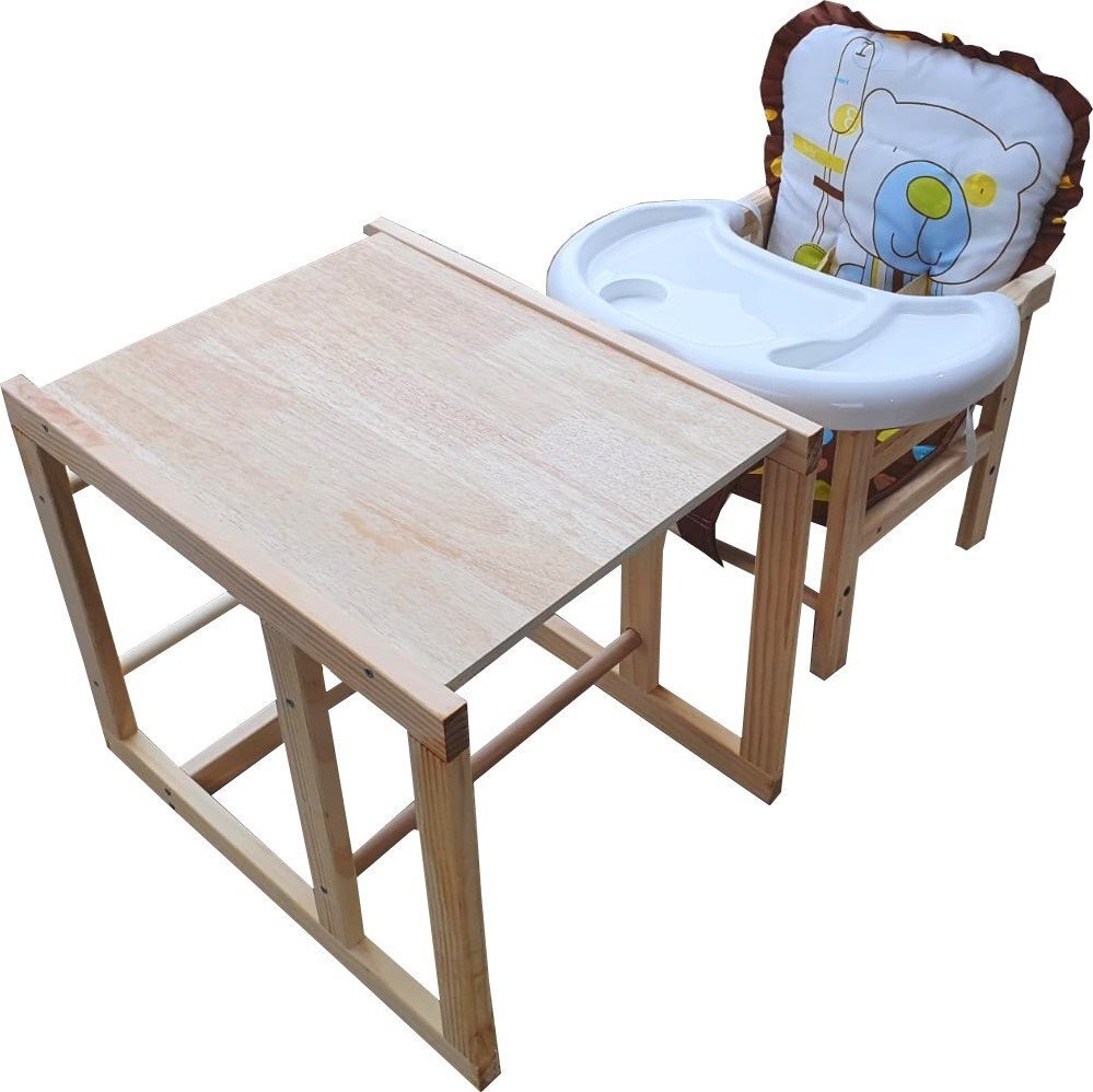 Novokids Scaun de masa pentru copii si bebe Wooden Table Chair MaroAlb transformabil in masuta din lemn masiv centura de siguranta sezut detasabil masuta detasabila