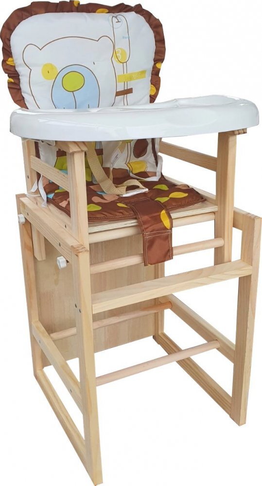 Novokids Scaun de masa pentru copii si bebe Wooden Table Chair MaroAlb transformabil in masuta din lemn masiv centura de siguranta sezut detasabil masuta detasabila