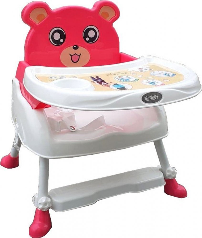 Novokids Scaun de masa pentru copii Teddy Bear Roz 3 in 1 transformabil in scaunel copii functie inaltator scaun 2 trepte de inaltime sezut confortabil masuta detasabila