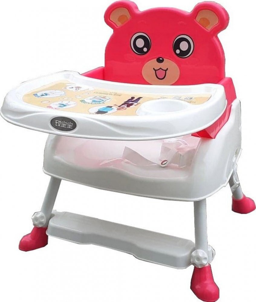 Novokids Scaun de masa pentru copii Teddy Bear Roz 3 in 1 transformabil in scaunel copii functie inaltator scaun 2 trepte de inaltime sezut confortabil masuta detasabila