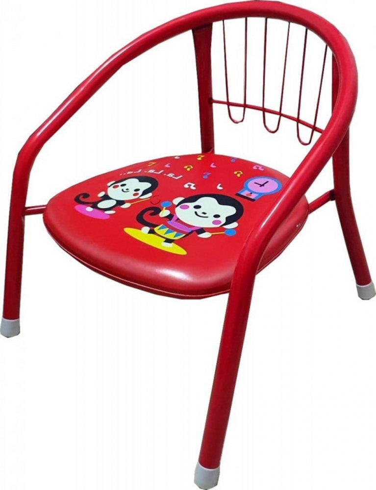 Novokids Scaun metalic pentru copii Little Chair Rosu Sezut moale cu sunete Interior si exterior Dimensiuni 36x36x34 cm Vopsea lucioasa