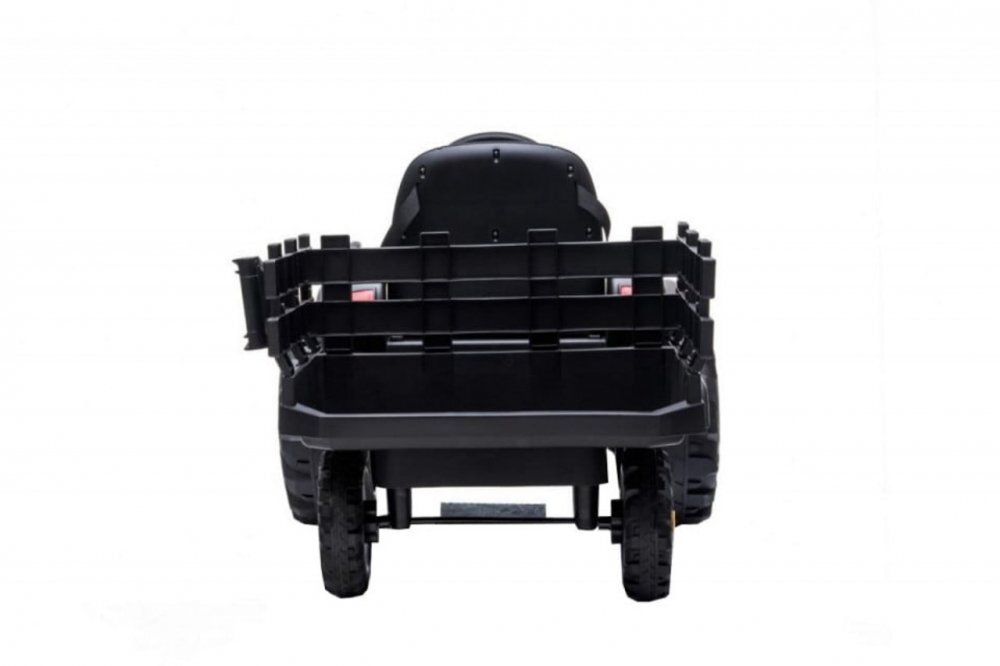 Novokids Tractor electric pentru copii Super Tytan Farmer XXL Negru cu acumulator remorca melodii si USB varsta 3-8 ani baterie 12V 2 viteze lumini