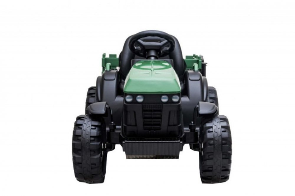 Novokids Tractor electric pentru copii Super Tytan Farmer XXL Verde cu acumulator remorca melodii si USB varsta 3-8 ani baterie 12V 2 viteze lumini
