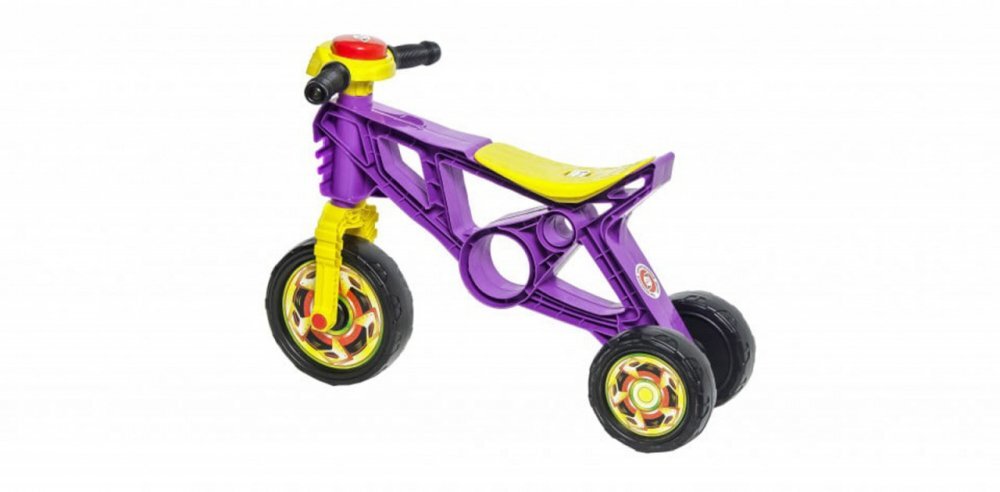 Novokids Tricicleta pentru copii EVO Balance Bike Mov fara pedale 3 roti claxon greutate admisa 30 Kg