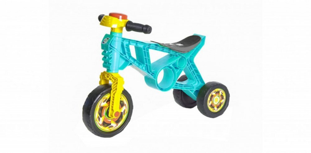 Novokids Tricicleta pentru copii EVO Balance Bike Turquoise fara pedale 3 roti claxon greutate admisa 30 Kg