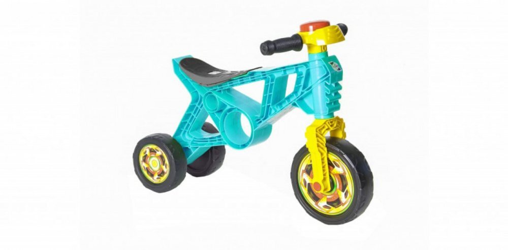 Novokids Tricicleta pentru copii EVO Balance Bike Turquoise fara pedale 3 roti claxon greutate admisa 30 Kg