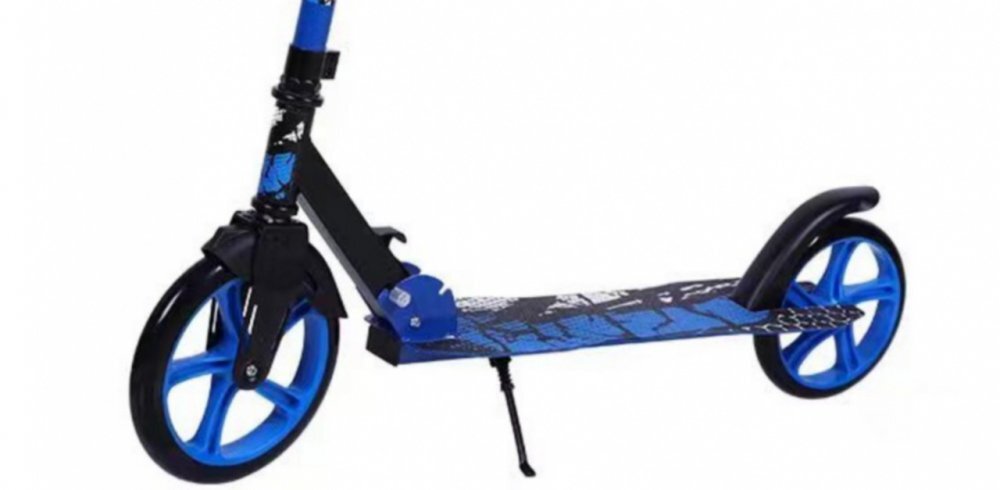 Novokids Trotineta copii si adolescenti Funky Camo PRO Albastru Camuflaj maxim 100 kg functie Super Brake diametru roata fata 230 mm