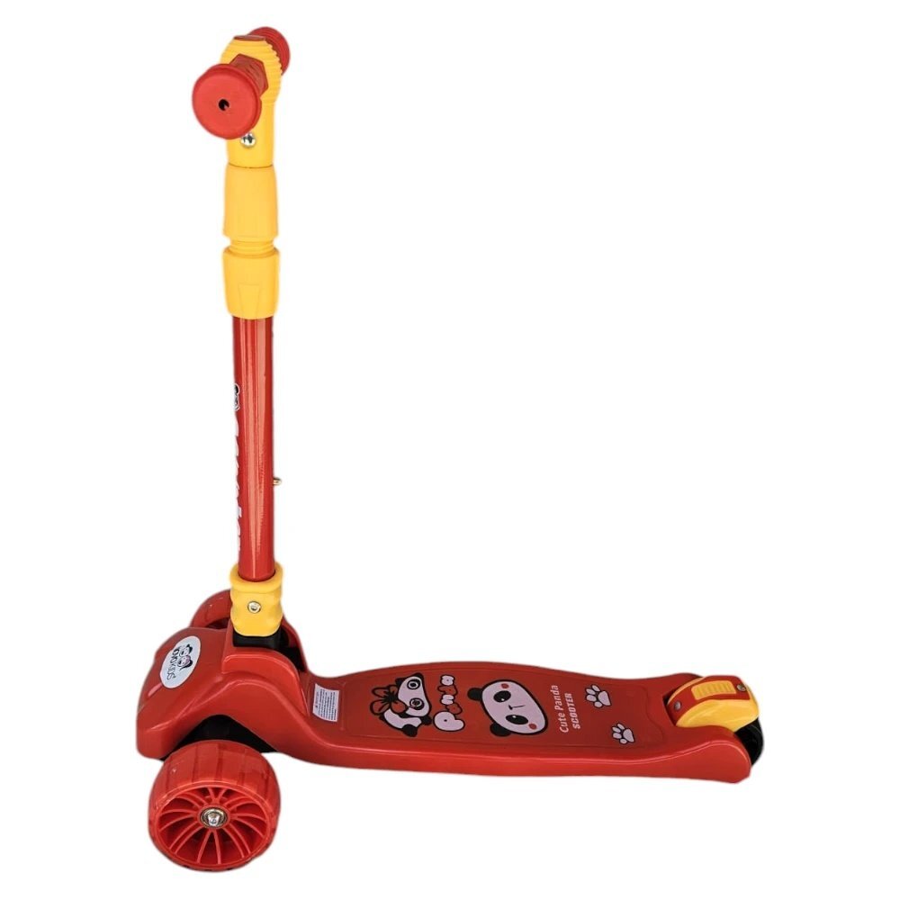 Novokids Trotineta pentru copii Mini Scooter 8020 Rosu cu roti luminoase din silicon melodii si lumini 3 roti pliabila maner reglabil pe inaltime greutate suportata 50 kg