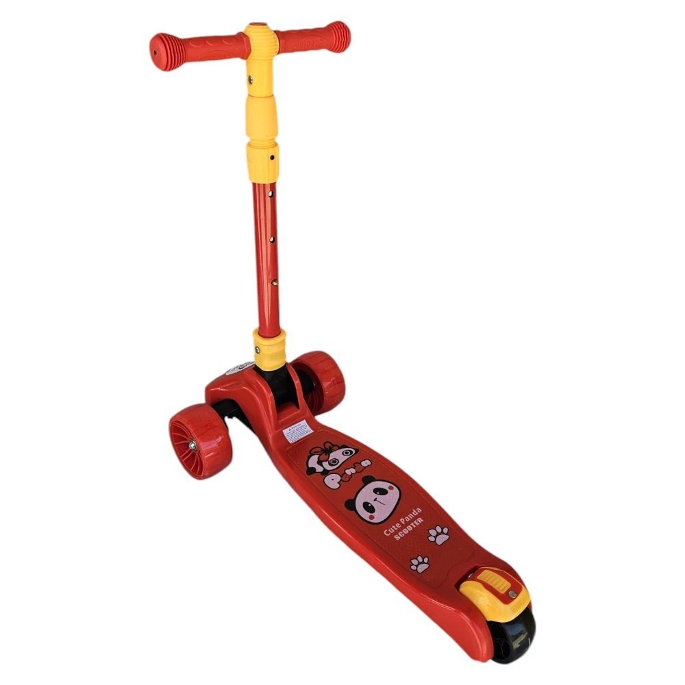 Novokids Trotineta pentru copii Mini Scooter 8020 Rosu cu roti luminoase din silicon melodii si lumini 3 roti pliabila maner reglabil pe inaltime greutate suportata 50 kg