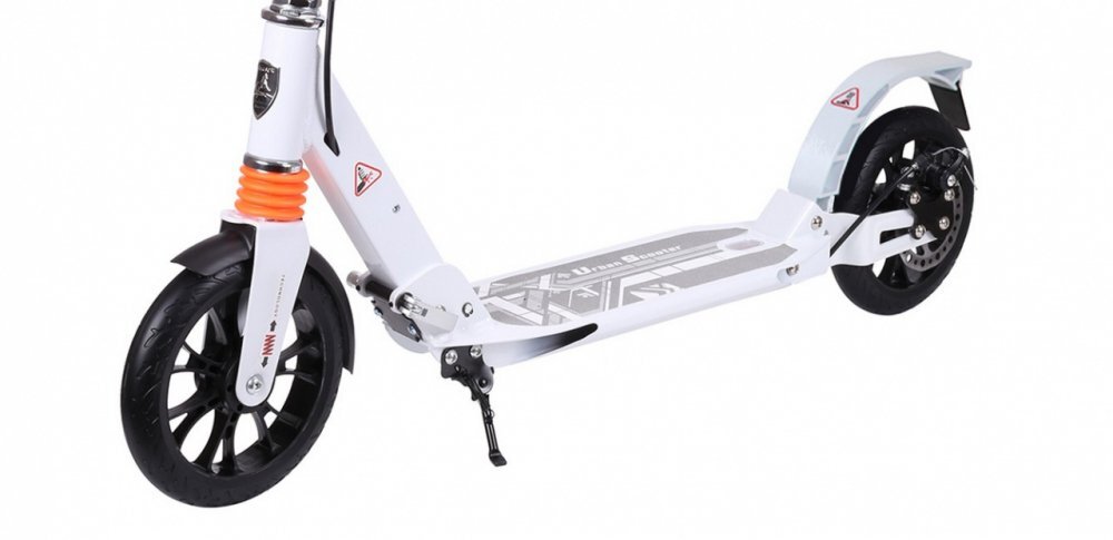 Novokids Trotineta pentru copii Plexus Evo Pro Alb din aluminiu frana pe disc greutate suportata 100 kg frana si suspensie duble diametru roata 200 mm