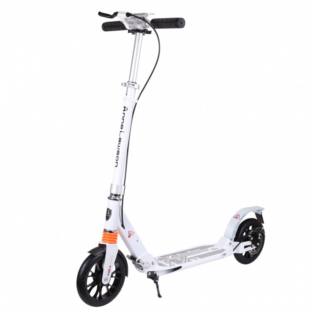 Novokids Trotineta pentru copii Plexus Evo Pro Alb din aluminiu frana pe disc greutate suportata 100 kg frana si suspensie duble diametru roata 200 mm
