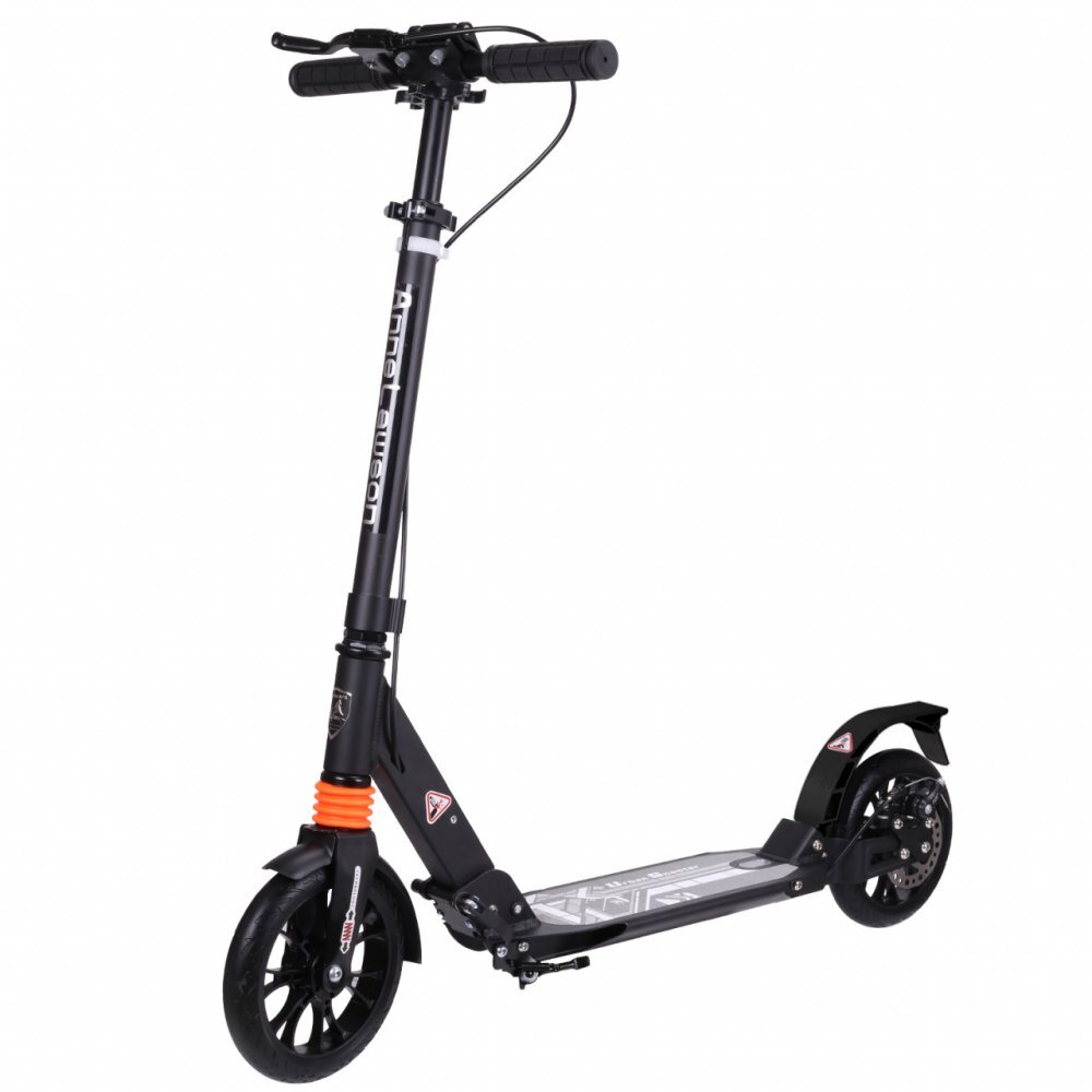 Novokids Trotineta pentru copii Plexus Evo Pro Negru din aluminiu frana pe disc greutate suportata 100 kg frana si suspensie duble diametru roata 200 mm