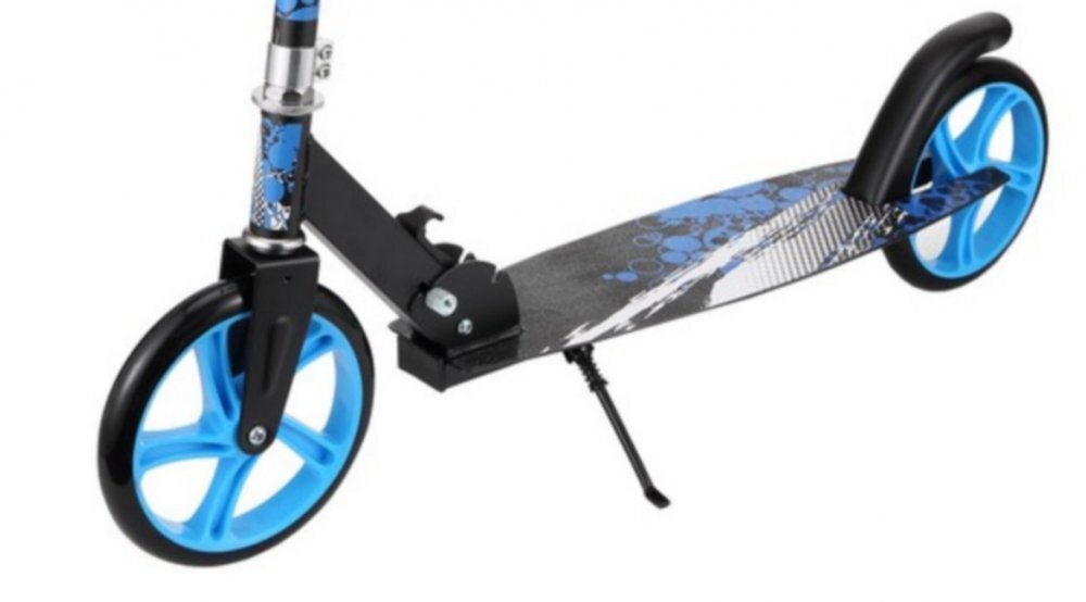 Novokids Trotineta pentru copii si adolescenti Storm Camo Pro Albastru Camuflaj greutate suportata 100 kg functie Super Brake maner reglabil pe inaltime diametru roata 200 mm