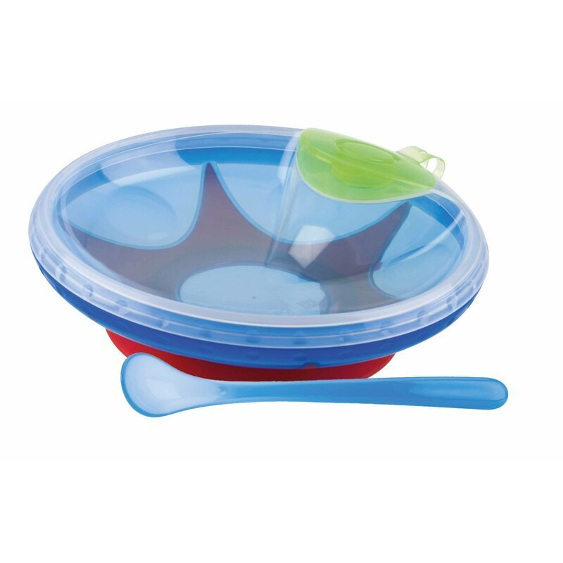 NUBY Bol cu ventuza si lingura 400 ml blue
