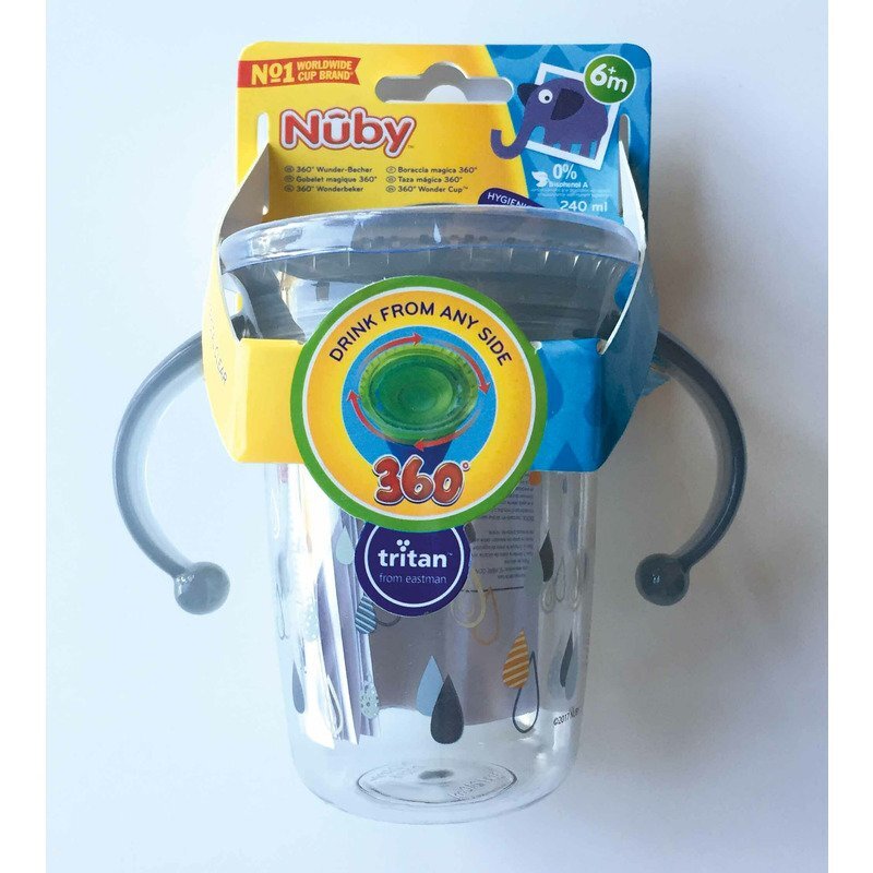 NUBY Cana cu manere 360 grade 6 luni + Gri