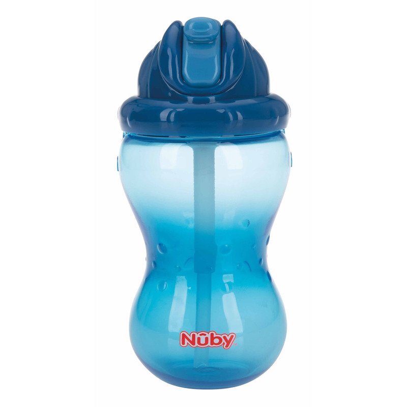 NUBY Cana cu pai anti-alunecare 360 ml 12 luni + Albastru inchis