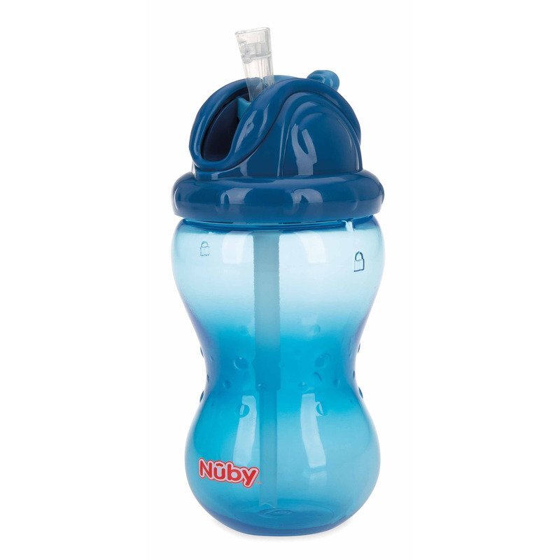NUBY Cana cu pai anti-alunecare 360 ml 12 luni + Albastru inchis