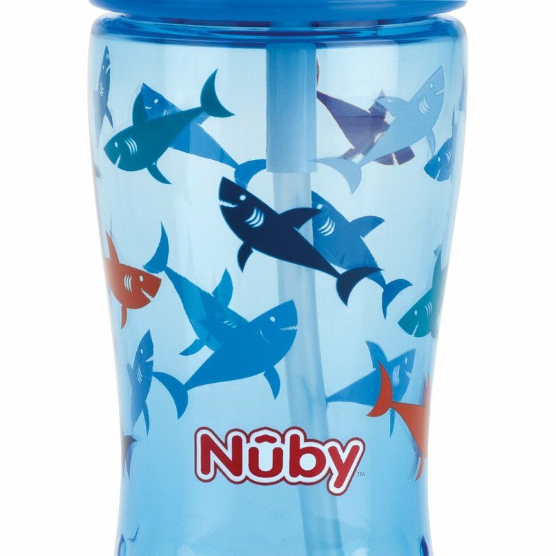 NUBY Cana cu pai anti-alunecare 360 ml 4 ani + albastru