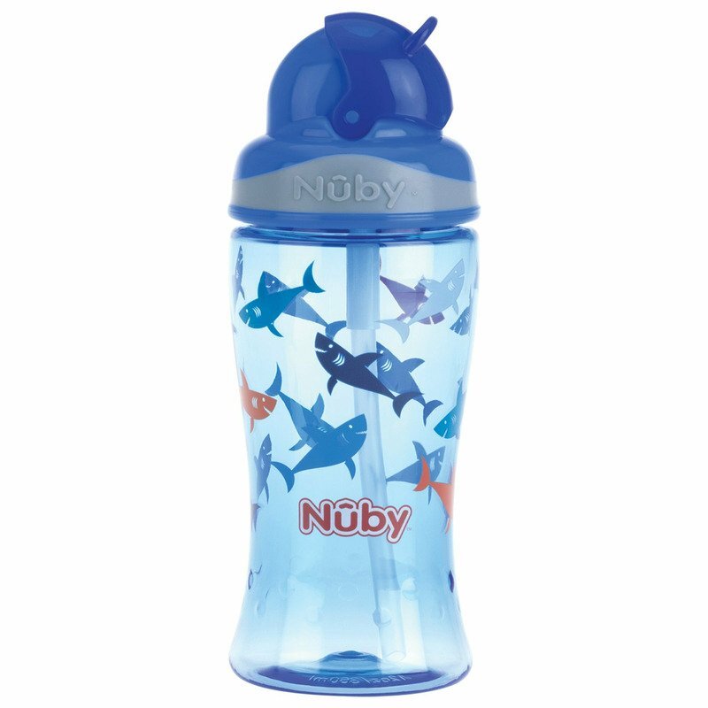 NUBY Cana cu pai anti-alunecare 360 ml 4 ani + albastru
