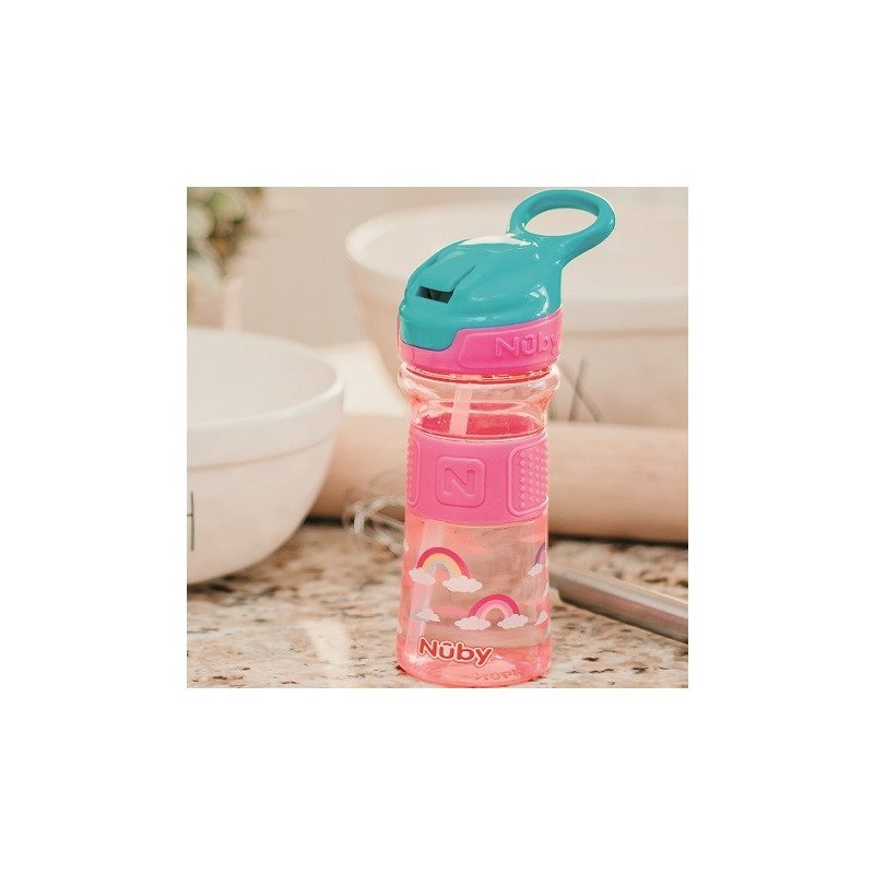 NUBY Cana sport cu pai moale si pliabil 360 ml 3 ani + Roz