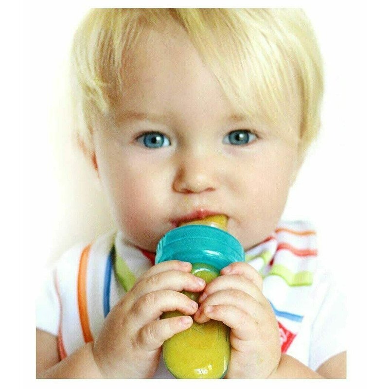 NUBY Dispozitiv de hranire pentru alimente lichide sau semi-solide silicon fara bpa 6 luni + verde