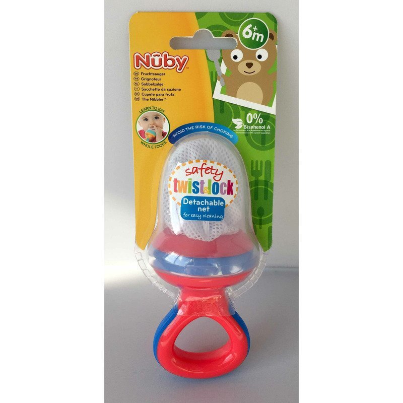 NUBY Dispozitiv de hranire pentru fructe si legume 6 luni + mov