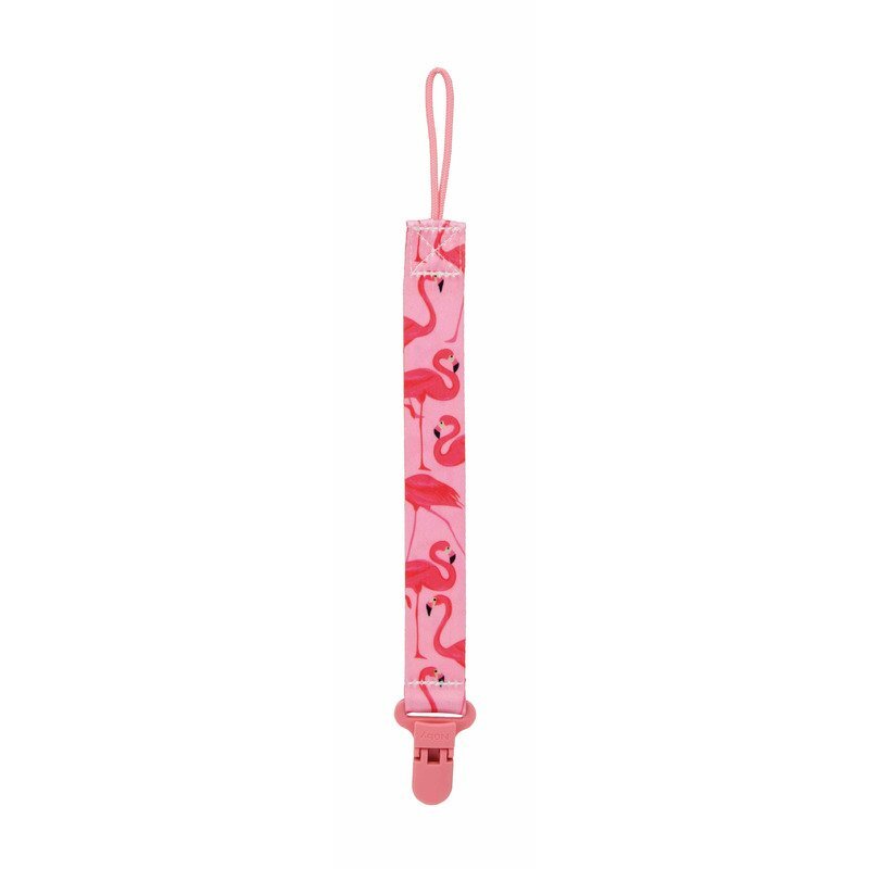 NUBY Lant suzeta textil fara bpa 0luni + Flamingo roz