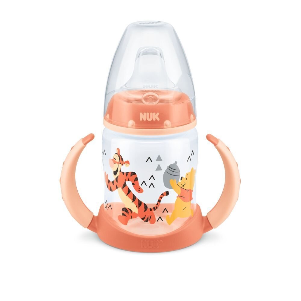 NUK Biberon First Choice 150ml cu toarte si adaptor din silicon orange Disney 6 luni+