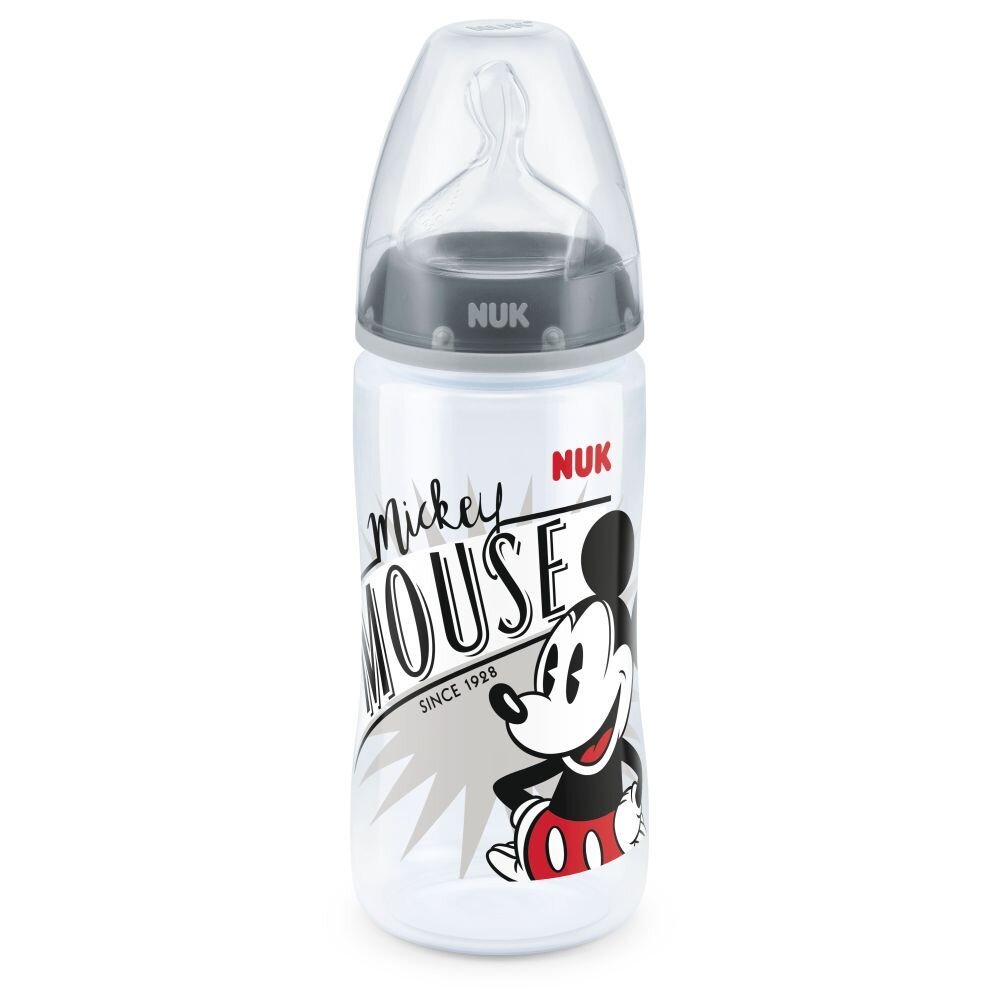 NUK Biberon First Choice 300 ml tetina silicon Mickey gri 6-18 luni