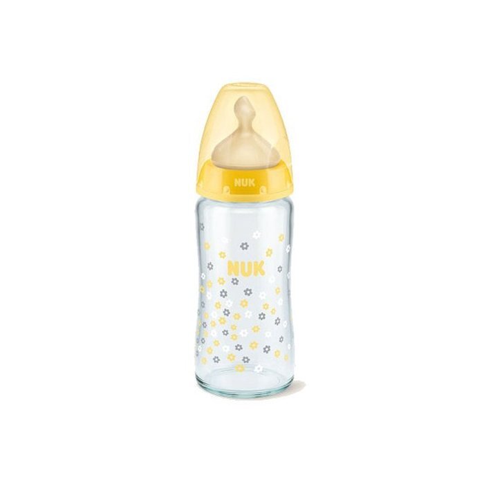 NUK Biberon First Choice Plus sticla 240 ml tetina latex M 0-6 luni galben