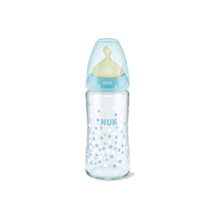 NUK Biberon First Choice Plus sticla 240 ml tetina latex M 0-6 luni turcoaz
