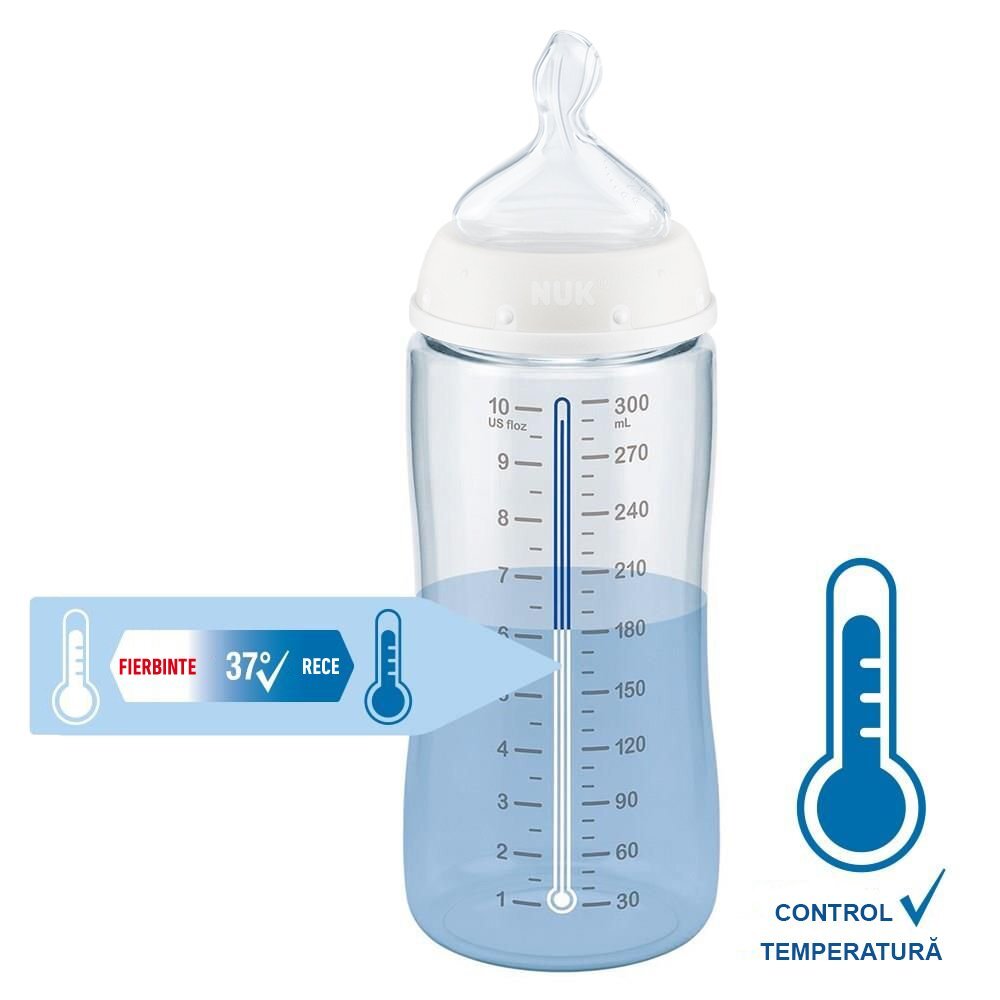 NUK Biberon First Choice PP 300 ml tetina silicon M 0-6 luni Disney Winnie roz