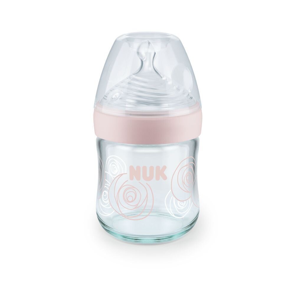 NUK Biberon Nature Sense sticla 120 ml tetina silicon orificiu S 0-6 luni roz