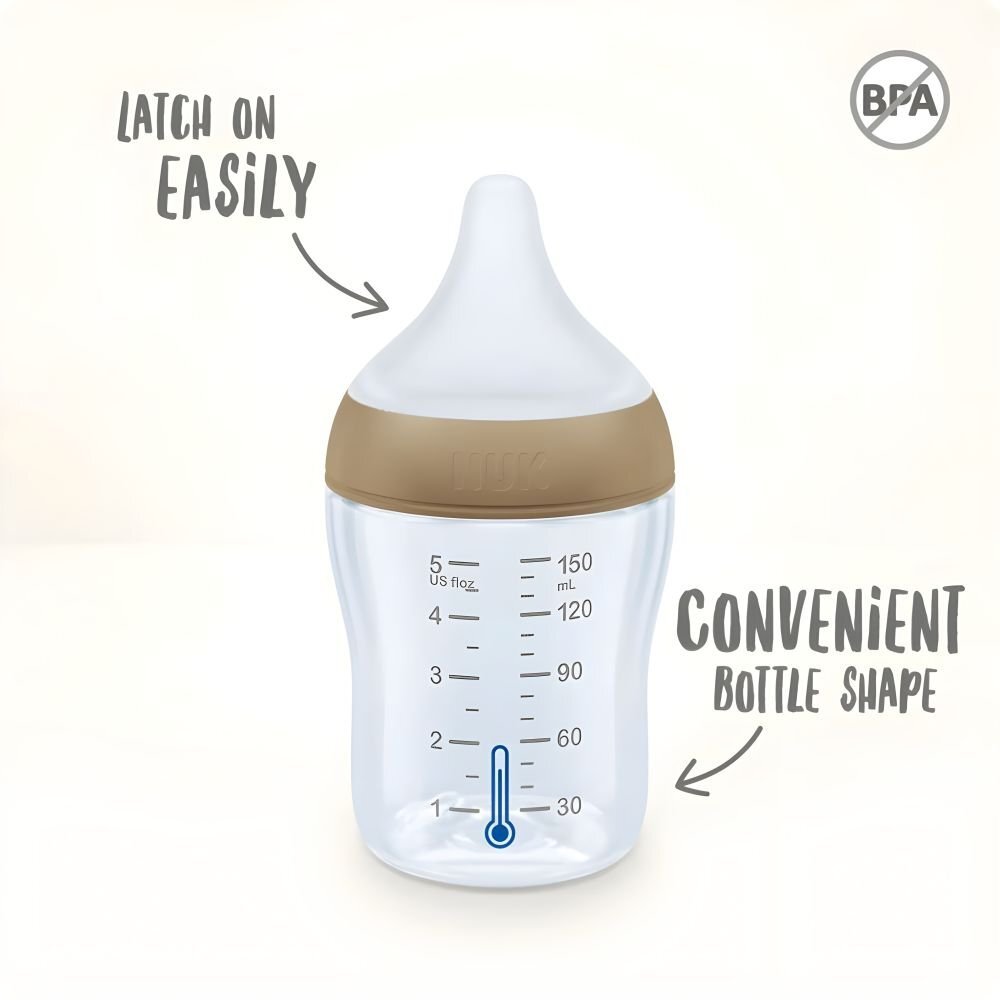 NUK Biberon Perfect Match din sticla 120 ml control temperatura tetina silicon S Curcubeu