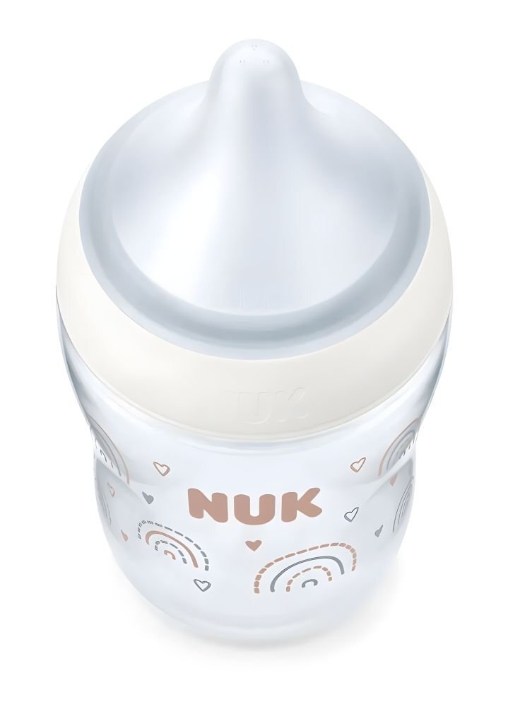 NUK Biberon Perfect Match din sticla 230 ml control temperatura tetina silicon M Curcubeu