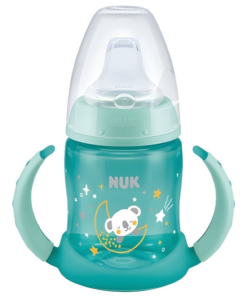 NUK Cana cu cioc din silicon First Choice 150 ml cu toarte fluorescente Albastru
