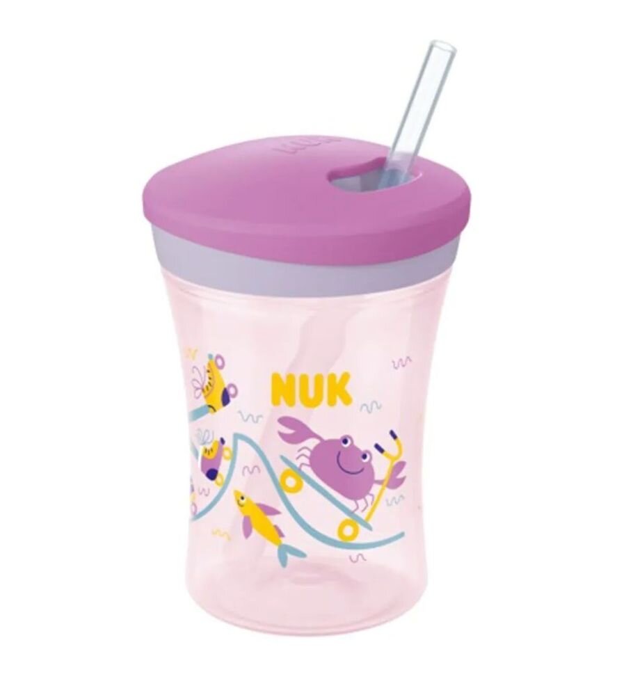 NUK Cana Evolution Action cu pai 230 ml de la 12 luni roz