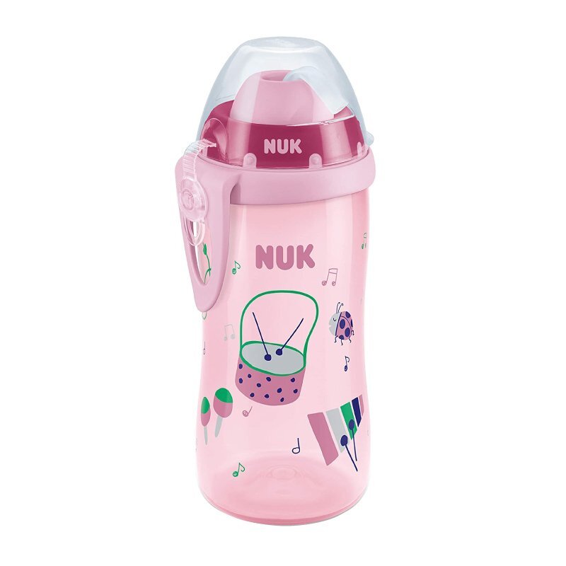 NUK Cana Flexi 300 ml cu pai moale de la 12 luni roz