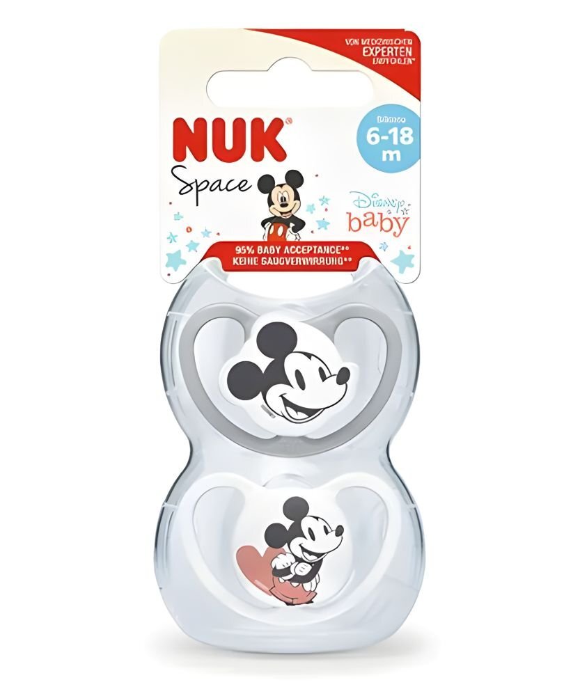 NUK Set 2 suzete din silicon Space Disney Mickey M2 6-18 luni
