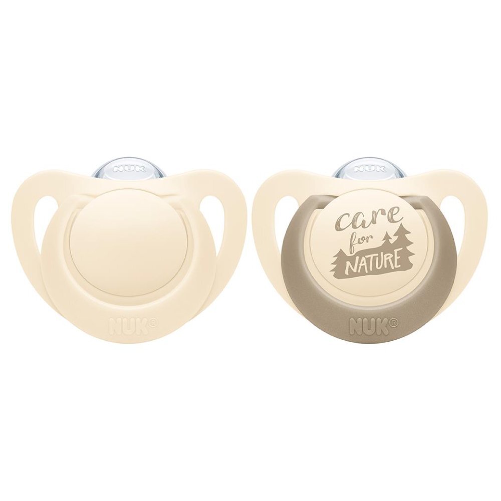 NUK Set 2 suzete for Nature din silicon M2 6-18 luni crem